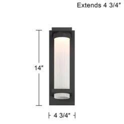 Possini Euro Design Kathleen 14" High Modern Outdoor Wall Light Fixture Mount Porch House Exterior LED Bulb Weatherproof Sand Black Metal Glass Shade -Possini Euro Design GUEST 54fe8b47 b3e9 4240 a30c bd89661846f0