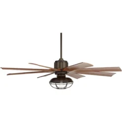 60" Possini Euro Design Industrial Indoor Outdoor Ceiling Fan With Dimmable LED Light Remote Control Oil Rubbed Bronze Cage Koa Damp Rated For Patio -Possini Euro Design GUEST 556fb142 19ec 4e2e 8514 4e7ce156597b