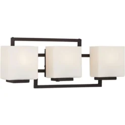 Possini Euro Design Lighting On The Square Modern Wall Light Bronze Hardwire 21" 3-Light Fixture Opal Glass For Bedroom Bathroom Vanity Reading House -Possini Euro Design GUEST 56130895 b36c 4ddc 92af 1f7384d24928