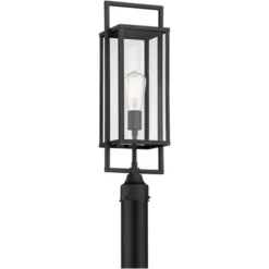 Possini Euro Design Jericho Modern Outdoor Post Light Textured Black 22" Clear Glass Panel For Exterior Barn Deck House Porch Yard Patio Home Outside -Possini Euro Design GUEST 56a143a2 178c 41a5 8ddc 85731154aff6