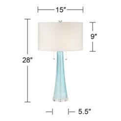 Possini Euro Design Modern Table Lamps 28.5" Tall Set Of 2 Light Sky Blue Fluted Glass White Drum Shade For Living Room Bedroom Office Family 14 Possini Euro Design Modern Table Lamps 28.5" Tall Set Of 2 Light Sky Blue Fluted Glass White Drum Shade For Living Room Bedroom Office Family -Possini Euro Design GUEST 57dd0ed2 209b 4d27 a431 483739c19f17