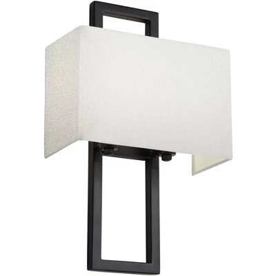 Possini Euro Design Modena Modern Art Deco Wall Light Sconce Black Hardwire 9 1/2" Fixture Silvery Faux Silk Shade For Bedroom Bathroom Vanity Reading 10 Possini Euro Design Modena Modern Art Deco Wall Light Sconce Black Hardwire 9 1/2" Fixture Silvery Faux Silk Shade For Bedroom Bathroom Vanity Reading - Image 8