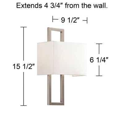 Possini Euro Design Modern Wall Light Sconce Brushed Nickel Hardwired 15 1/2" High Fixture Faux Silk For Bedroom Bathroom Hallway 5 Possini Euro Design Modern Wall Light Sconce Brushed Nickel Hardwired 15 1/2" High Fixture Faux Silk For Bedroom Bathroom Hallway - Image 3