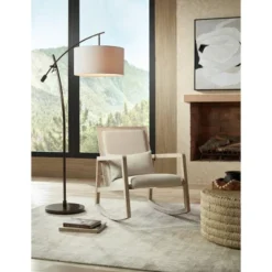 Possini Euro Design Raymond Modern 69" Tall Arc Floor Lamp With Smart Socket Bronze Adjustable Off-White Shade For Living Room Reading -Possini Euro Design GUEST 59b1ebd5 3f34 4963 8d06 dd71eef2431f