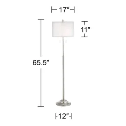 Possini Euro Design Roxie Modern Floor Lamp Standing 65 1/2" Tall Brushed Nickel Sheer Linen Double Drum Shade For Living Room Bedroom Office House -Possini Euro Design GUEST 59b91dd6 a1fd 4d62 8c07 de785160b0ce
