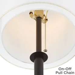 Possini Euro Design Tarrah Modern 68 1/2" Tall Standing Floor Lamp Skinny Tripod Pull Chain Brown Metal Bronze Finish Double Drum White Shade -Possini Euro Design GUEST 59e0b3d6 57f8 4512 add1 0db271007340