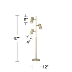 Possini Euro Design Canasta Trac Modern Tree Floor Lamp 67" Tall Satin Brass 3-Light Adjustable Metal Shade For Living Room Reading Bedroom Office -Possini Euro Design GUEST 5b100221 0b5c 4057 b613 7b456d24332d