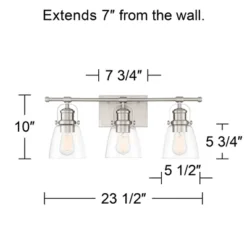 Possini Euro Design Kalen Modern Wall Light Brushed Nickel Hardwire 23 1/2" 3-Light Fixture Clear Glass Shade For Bedroom Bathroom Vanity Reading 11 Possini Euro Design Kalen Modern Wall Light Brushed Nickel Hardwire 23 1/2" 3-Light Fixture Clear Glass Shade For Bedroom Bathroom Vanity Reading -Possini Euro Design GUEST 5b225a18 d942 425b 85f6 b8f08b66e630
