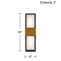 Possini Euro Design Possini Euro Radford 18"H Sand Black And Brass LED Outdoor Wall Light 15 Possini Euro Design Possini Euro Radford 18"H Sand Black And Brass LED Outdoor Wall Light -Possini Euro Design GUEST 5b5e24eb 8bd0 4649 a5f1 2e922317ef24