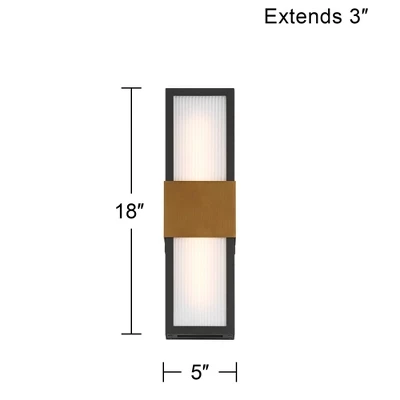 Possini Euro Design Possini Euro Radford 18"H Sand Black And Brass LED Outdoor Wall Light 9 Possini Euro Design Possini Euro Radford 18"H Sand Black And Brass LED Outdoor Wall Light - Image 7