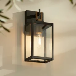 Possini Euro Design Possini Euro Trystin 13" High Black And Brass Outdoor Wall Light