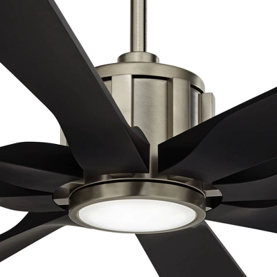 Possini Euro Design 70" Defender Modern Indoor Outdoor Ceiling Fan 8 Blade LED Light Remote Control Nickel Finish Black Blades Bedroom Damp Rated 3 Possini Euro Design 70" Defender Modern Indoor Outdoor Ceiling Fan 8 Blade LED Light Remote Control Nickel Finish Black Blades Bedroom Damp Rated - Image 2