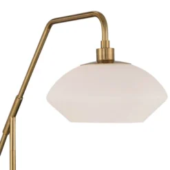 Possini Euro Design Modern Arc Floor Lamp 63 1/2" Tall Warm Gold Black Metal Milky White Glass Shade For Living Room Reading House -Possini Euro Design GUEST 5c249c3b 72d1 4cd1 855c d41e483eb815