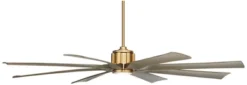 70" Possini Euro Design Defender Modern Indoor Outdoor Ceiling Fan With Dimmable LED Light Remote Control Soft Brass Oak Damp Rated For Patio Exterior -Possini Euro Design GUEST 5c6d2427 4d1c 4934 970d 98f623fd913f