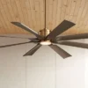 60" Possini Euro Design Defender Modern Indoor Outdoor Ceiling Fan With Dimmable LED Light Remote Control Soft Brass Oak Damp Rated For Patio Exterior -Possini Euro Design GUEST 5c7bdfbf 43f0 4369 9821 b7d42b26eb34