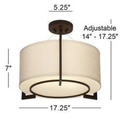 Possini Euro Design Stinson Modern Ceiling Light Semi Flush Mount Fixture 17 1/4" Wide Bronze 3-Light Linen Drum Shade For Bedroom Kitchen Living Room 14 Possini Euro Design Stinson Modern Ceiling Light Semi Flush Mount Fixture 17 1/4" Wide Bronze 3-Light Linen Drum Shade For Bedroom Kitchen Living Room -Possini Euro Design GUEST 5cfc32a1 5a13 49e4 b20a c7db2f1f1e48