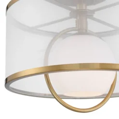 Possini Euro Design Carlyn Modern Art Deco Ceiling Light Semi Flush Mount Fixture 14" Wide Warm Brass Black Orb Organza Drum Shade For Bedroom Kitchen -Possini Euro Design GUEST 5d313788 828d 43b2 a205 2c930280b42e