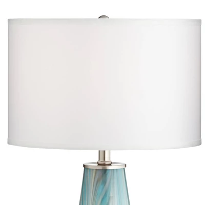 Possini Euro Design Jaime Modern Table Lamp 26" High Blue Gray Art Glass White Drum Shade For Bedroom Living Room Bedside Nightstand Office Kids House 8 Possini Euro Design Jaime Modern Table Lamp 26" High Blue Gray Art Glass White Drum Shade For Bedroom Living Room Bedside Nightstand Office Kids House - Image 6