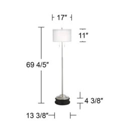 Possini Euro Design Roxie Modern Floor Lamp With Black Riser 65 1/2" Tall Brushed Nickel Sheer Linen Double Drum Shade For Living Room Bedroom Office -Possini Euro Design GUEST 5e5075a2 1e72 4954 a78a 208813ee763d