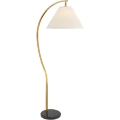Possini Euro Design Modern Art Deco Arc Floor Lamp 64 1/2" Tall Warm Gold Metal Pleated Fabric Cone Shade For Living Room Reading Family Bedroom House -Possini Euro Design GUEST 6057385a cdc4 4dcc b7bf 8dc83246688f