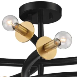 Possini Euro Design Alturus Modern Ceiling Light Semi Flush Mount Fixture 34" Wide Gloss Black Warm Brass 8-Light For Bedroom Living Room Hallway Home -Possini Euro Design GUEST 608b89e8 12d2 415b 9bf3 dfa176d7c4dd