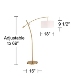 Possini Euro Design Raymond Modern Arc Floor Lamp 69" Tall Warm Gold Adjustable Boom Arm White Linen Drum Shade For Living Room Reading Office House -Possini Euro Design GUEST 6147ebed 6655 4f08 8c1f a12420912f71
