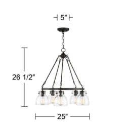 Possini Euro Design Bellis Bronze Wagon Wheel Pendant Chandelier 25" Wide Modern Clear Glass 5-Light Fixture For Dining Room House Kitchen Island Home -Possini Euro Design GUEST 618dbfc5 4583 4867 8ae1 6096256d5a37