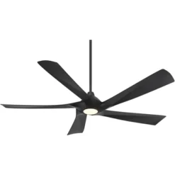 Possini Euro Design 60" Eloquent Modern Indoor Outdoor Ceiling Fan 5 Blade LED Light Remote Control Matte Black Finish Bedroom Patio Damp Rated -Possini Euro Design GUEST 61b4decb f538 46ed a241 3a1990c0622e