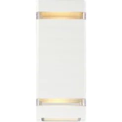 Possini Euro Design Modern Outdoor Wall Light Fixture White 2-Light Up Down 10 1/2" Clear Glass Inserts For Exterior Barn Deck House Porch Yard Patio -Possini Euro Design GUEST 61bd0537 d35d 47c4 a3d7 6e76a1080411