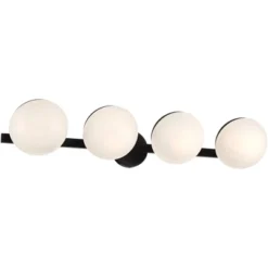 Possini Euro Design Celine Modern Wall Light Black Hardwire 30" 4-Light Fixture Opal White Glass Globe Shade For Bathroom Vanity 13 Possini Euro Design Celine Modern Wall Light Black Hardwire 30" 4-Light Fixture Opal White Glass Globe Shade For Bathroom Vanity -Possini Euro Design GUEST 61ee30c5 bec4 4245 8ab3 a1d2cebcccc2