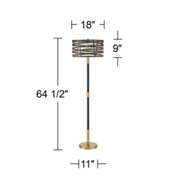 Possini Euro Design Halifax Modern Industrial Floor Lamp 64 1/2" Tall Matte Black Warm Gold Metal Double Drum Shade For Living Room Bedroom Office -Possini Euro Design GUEST 61f0af63 5325 4df1 8d58 37fb0ffbc58c