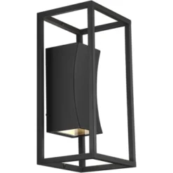Possini Euro Design Modern Outdoor Wall Light Fixture Textured Black Dimmable LED Up Down 14" Sanded Glass Diffuser Up Down For Exterior Barn Deck -Possini Euro Design GUEST 632177e1 9229 4d16 83e3 225b23bb68c7