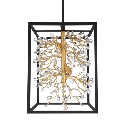 Possini Euro Design Carrine Black Gold Pendant Chandelier 15 1/4" Wide Modern Clear Crystal 4-Light Fixture For Dining Room House Foyer Kitchen Island 4 Possini Euro Design Carrine Black Gold Pendant Chandelier 15 1/4" Wide Modern Clear Crystal 4-Light Fixture For Dining Room House Foyer Kitchen Island - Image 2