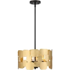 Possini Euro Design Stella Black Pendant Chandelier 15" Wide Modern Gold Leaf Drum Shade 4-Light Fixture For Dining Room House Foyer Kitchen Island 13 Possini Euro Design Stella Black Pendant Chandelier 15" Wide Modern Gold Leaf Drum Shade 4-Light Fixture For Dining Room House Foyer Kitchen Island -Possini Euro Design GUEST 64aec024 0b00 4524 a846 91d64ceb6afe