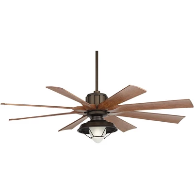 60" Possini Euro Design Defender Industrial Indoor Outdoor Ceiling Fan With LED Light Remote Oil Rubbed Bronze Koa Damp Rated For Patio Exterior Home 7 60" Possini Euro Design Defender Industrial Indoor Outdoor Ceiling Fan With LED Light Remote Oil Rubbed Bronze Koa Damp Rated For Patio Exterior Home - Image 5