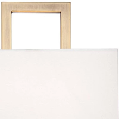 Possini Euro Design Modena Modern Wall Light Sconce French Brass Hardwire 9 1/2" Fixture Faux Silk Shade For Bedroom Reading Living Room Hallway Home 4 Possini Euro Design Modena Modern Wall Light Sconce French Brass Hardwire 9 1/2" Fixture Faux Silk Shade For Bedroom Reading Living Room Hallway Home - Image 2