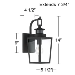 Possini Euro Design Ackerly Modern Outdoor Wall Light Fixture Textured Black Dusk To Dawn Motion Sensor 14" Clear Glass For Post Exterior Barn Deck -Possini Euro Design GUEST 650b8528 354b 4284 9f34 1d1a8f6d7ed3