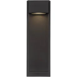 Possini Euro Design Modern Outdoor Wall Light LED Fixture Textured Black 16" Round Crystal Diffuser For Post Exterior House Porch -Possini Euro Design GUEST 66812fff 3a0a 490f 9747 f7c9a5365fd7