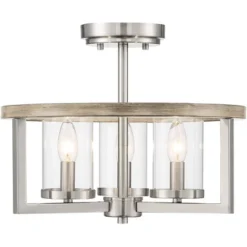 Possini Euro Design Senna Modern Industrial Ceiling Light Semi Flush Mount Fixture 15" Wide Brushed Nickel Gray Wood 3-Light Clear Glass For Bedroom 10 Possini Euro Design Senna Modern Industrial Ceiling Light Semi Flush Mount Fixture 15" Wide Brushed Nickel Gray Wood 3-Light Clear Glass For Bedroom -Possini Euro Design GUEST 66823a90 d9b1 40d9 9cf1 956b7031d5f8