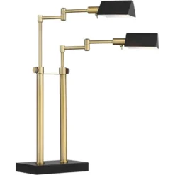 Possini Euro Design Keegan Modern Desk Lamp 24" High Warm Brass With Dual USB Charging Ports LED Adjustable Black Shade For Bedroom Living Room Desk -Possini Euro Design GUEST 66df3b7f 2031 4a6b b64b b0ebfd7ab82a