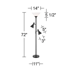 Possini Euro Design Ballard Modern 72" Tall Standing Floor Lamp Skinny Tree Torchiere With Side Lights Dimmable Black Metal Living Room Bedroom House -Possini Euro Design GUEST 66e48853 f44b 41fd 87e0 aace588acaf8