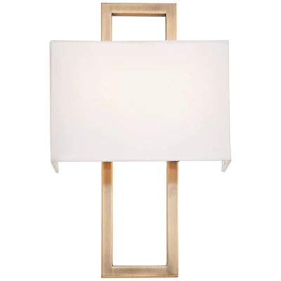 Possini Euro Design Modena Modern Wall Light Sconce French Brass Hardwire 9 1/2" Fixture Faux Silk Shade For Bedroom Reading Living Room Hallway Home 7 Possini Euro Design Modena Modern Wall Light Sconce French Brass Hardwire 9 1/2" Fixture Faux Silk Shade For Bedroom Reading Living Room Hallway Home - Image 5