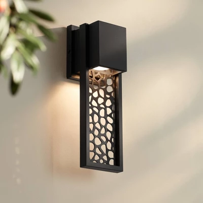 Possini Euro Design Possini Euro Miele 16" High Matte Black Outdoor LED Wall Light 3 Possini Euro Design Possini Euro Miele 16" High Matte Black Outdoor LED Wall Light