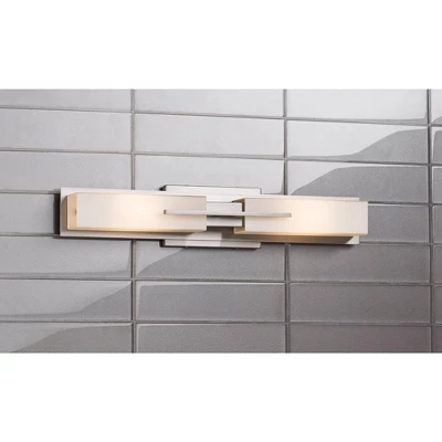 Possini Euro Design Midtown Modern Wall Light Brushed Nickel 23 1/2" 2-Light Fixture White Glass Shade For Bedroom Bathroom Vanity Reading Living Room 9 Possini Euro Design Midtown Modern Wall Light Brushed Nickel 23 1/2" 2-Light Fixture White Glass Shade For Bedroom Bathroom Vanity Reading Living Room - Image 7