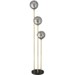 Possini Euro Design Arielle Mid Century Modern 67" Tall Standing Floor Lamp Tree 3-Light LED Foot Switch Gold Metal Brass Bubble Glass Gray Shade -Possini Euro Design GUEST 6a4b2f5d 5847 4f40 ba46 32b593705ada