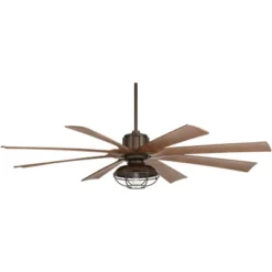 70" Possini Euro Design Defender Industrial Indoor Outdoor Ceiling Fan With Dimmable LED Light Remote Oil Rubbed Bronze Koa Cage Damp Rated For Patio -Possini Euro Design GUEST 6a99b303 2e4e 4039 8520 511191580033