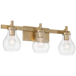 Possini Euro Design Danvers Modern Wall Light Warm Brass Metal Hardwired 22 1/2" 3-Light Fixture Clear Globe Glass For Bedroom Bathroom -Possini Euro Design GUEST 6c49abcb eb3b 4a03 b2fc 370807eeb8fe