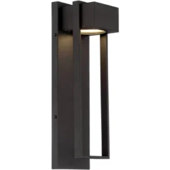 Possini Euro Design Modern Outdoor Wall Light LED Fixture Textured Black 16" Round Crystal Diffuser For Post Exterior House Porch -Possini Euro Design GUEST 6cb7cefa 64b5 4386 a514 3a7ed9bd3775