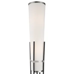 Possini Euro Design Flute Modern Torchiere Floor Lamp 64" Tall Satin Black Brushed Nickel White Linen Shade For Living Room Bedroom Office House Home -Possini Euro Design GUEST 6d8338c9 1eea 4637 a805 c6f342edfa75