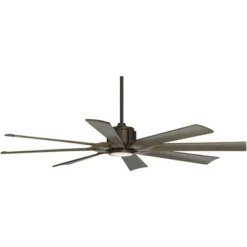 Possini Euro Design 60" Defender Farmhouse Rustic Indoor Outdoor Ceiling Fan 8 Blade LED Light Remote Control Bronze Oak Finish Blades Bedroom -Possini Euro Design GUEST 6d8778d9 b820 42df 9467 33f24a737447
